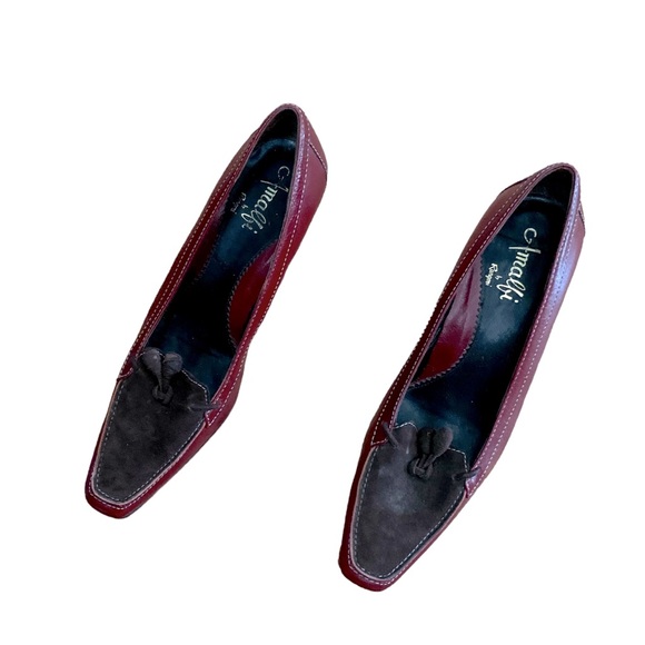 Amalfi by Rangoni Women’s Leather Wedge Heel Loafer Size 6 Burgundy & Brown - Picture 4 of 15